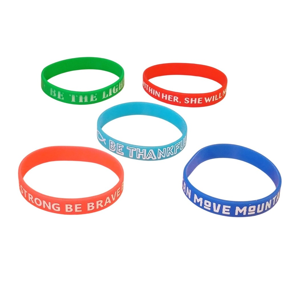 Lot of 5 Inspirational Silicone Wristbands Religious Christian Bracelets Multi‎